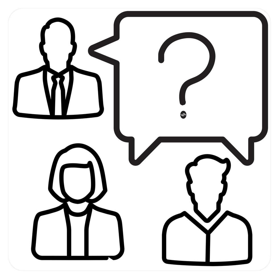 Question in black line color vector