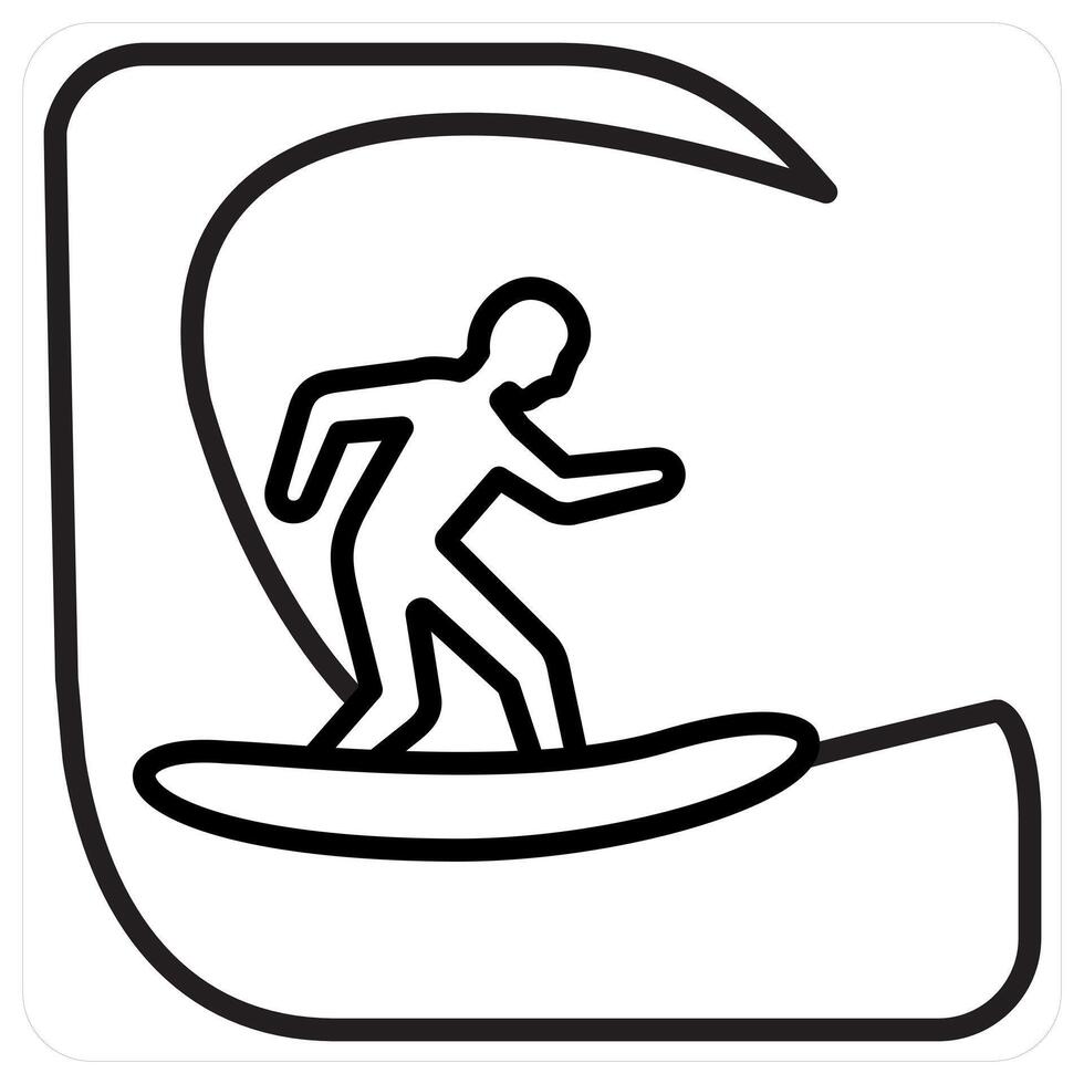 Surfing icon concept in black line color vector