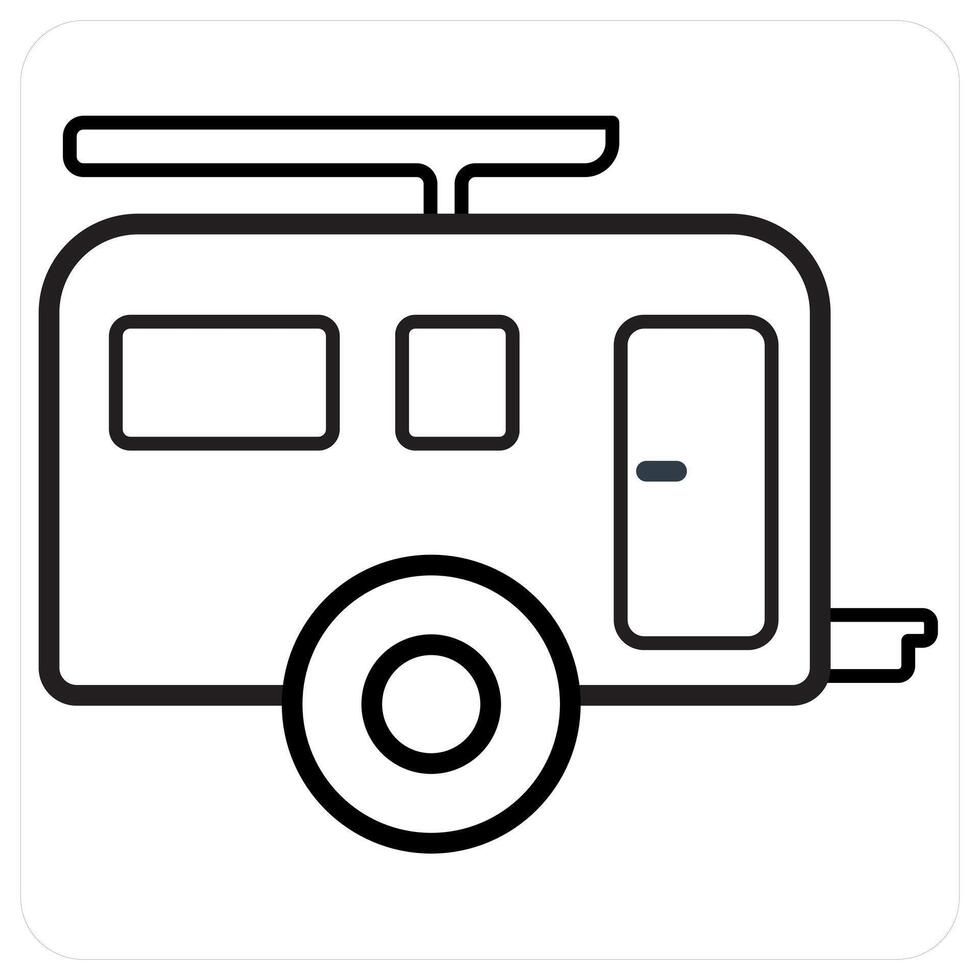 Camping and travel icon concept in black line color vector