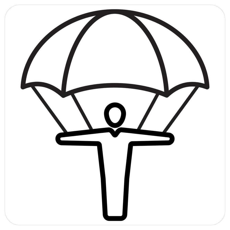 landing parachute icon concept in black line color vector