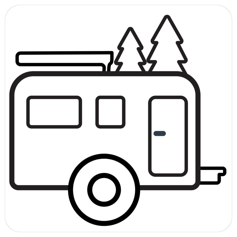 camping and camp icon concept in black line color vector