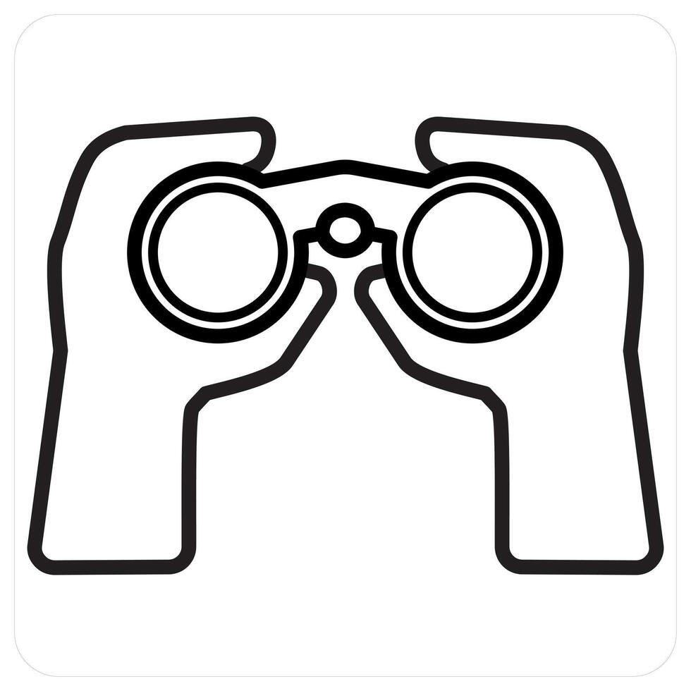 binocular icon concept in black line color vector