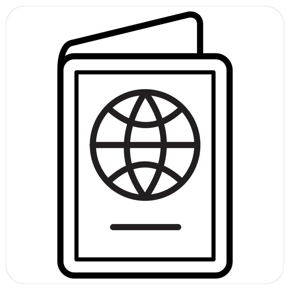 passport and identity icon concept in black line color vector