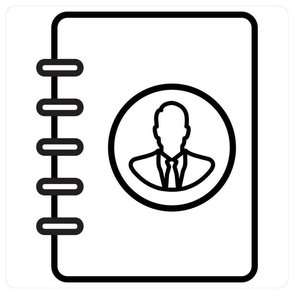 Contact Register icon concept in black line color vector