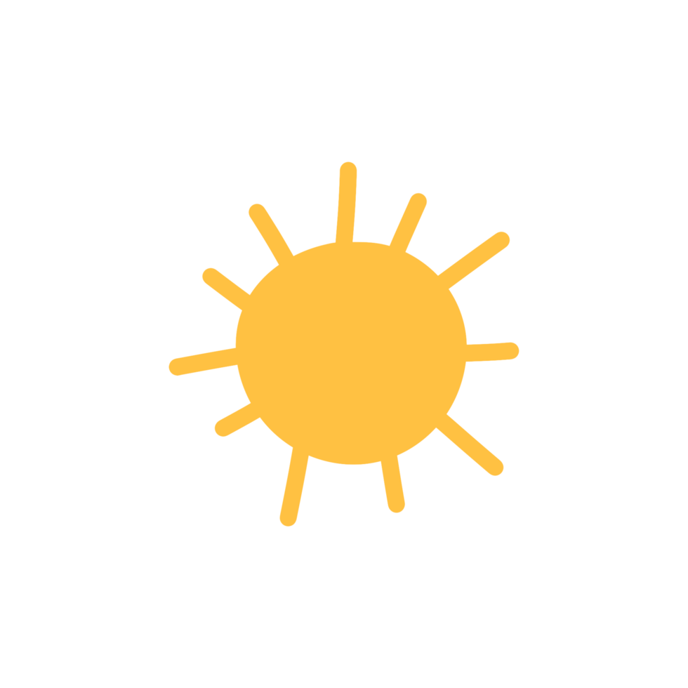 Sun illustration in hand drawn design style for graphic element decoration png