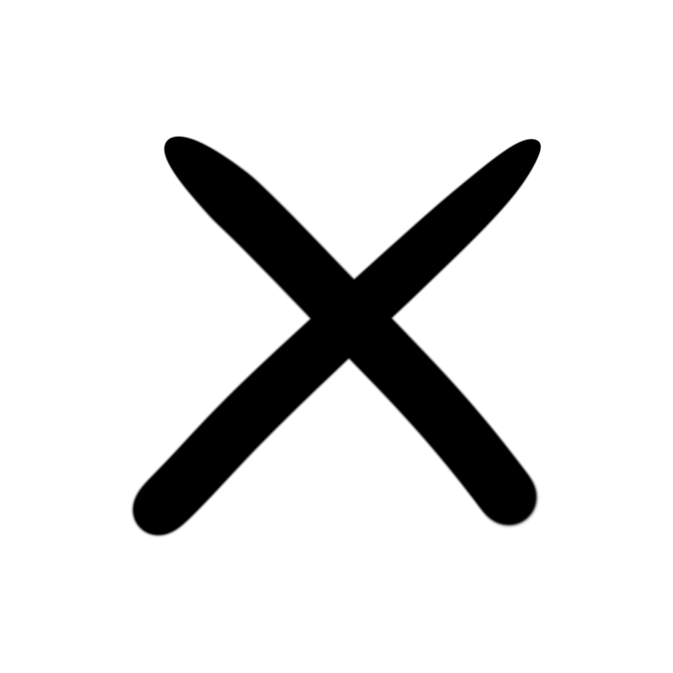 Cross mark doodle icon with hand drawn design for graphic element png