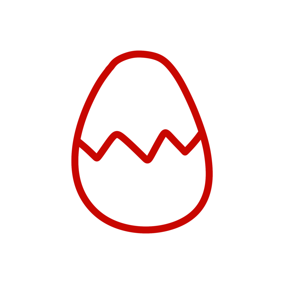 Cracked egg doodle icon with red hand drawn design for graphic element png