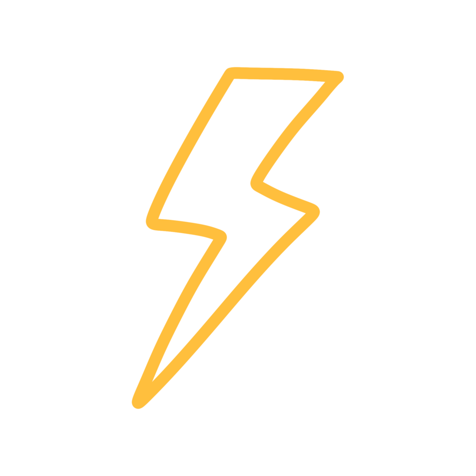 Lightning doodle icon with hand drawn design for graphic element decoration png