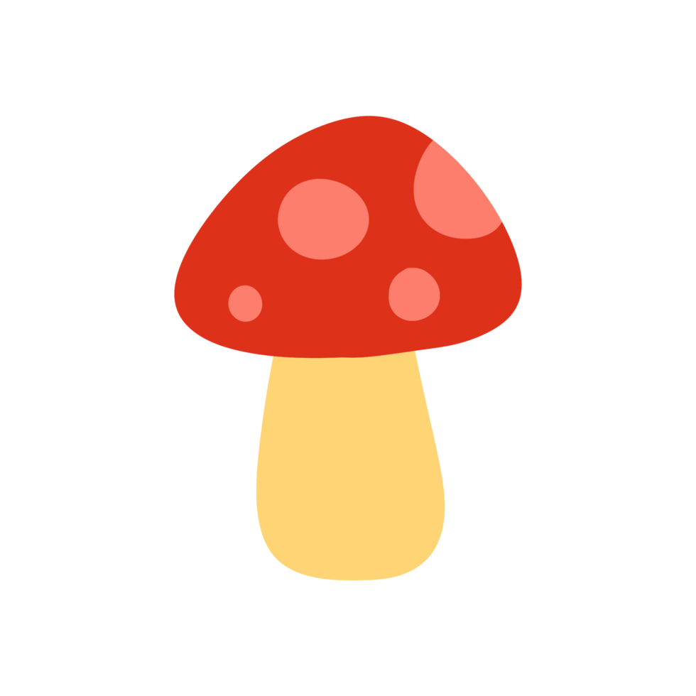 Mushroom illustration in hand drawn design style for graphic element decoration isolated on transparent background png