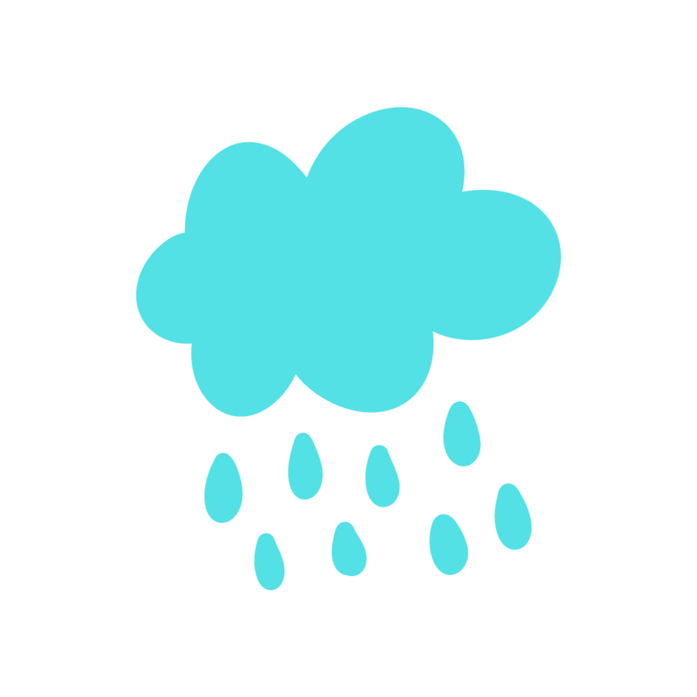 Rain cloud illustration with hand drawn design style for graphic element decoration png