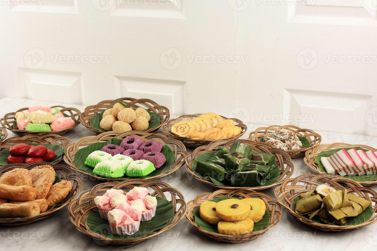 Jajan Pasar Festive Various Colorful Indonesia Traditional Food photo