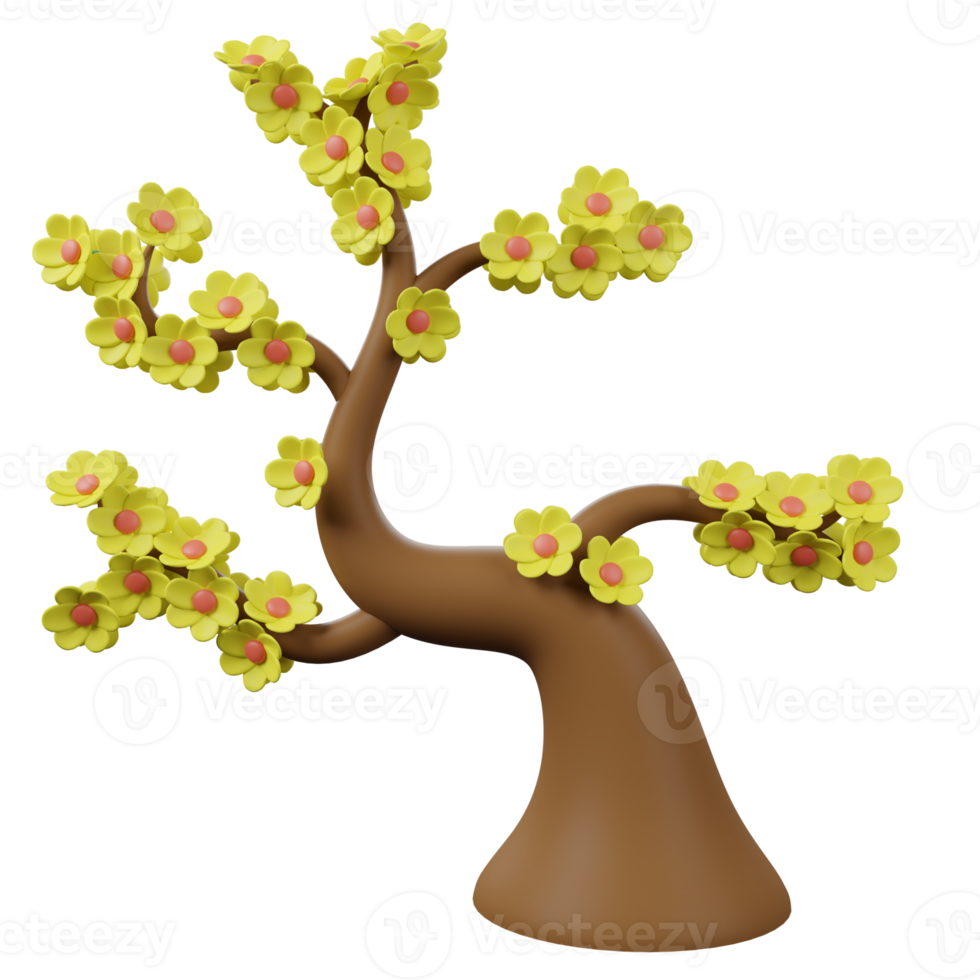A small tree with yellow flowers on it png