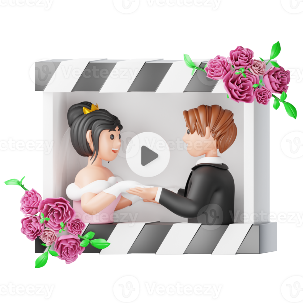 A couple is getting married in a frame png