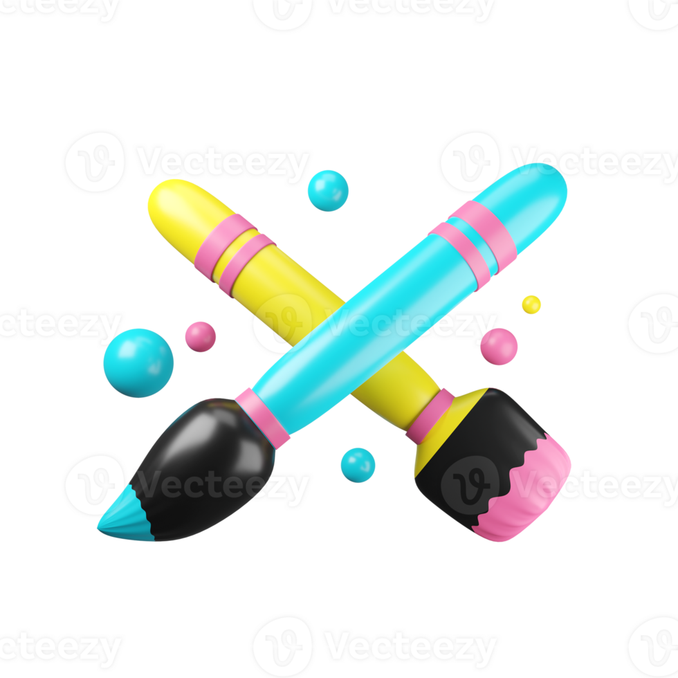 Colorful brushes and paint on black background png