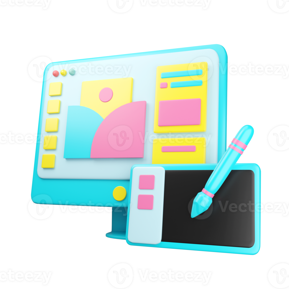A computer monitor with a pen and paper png
