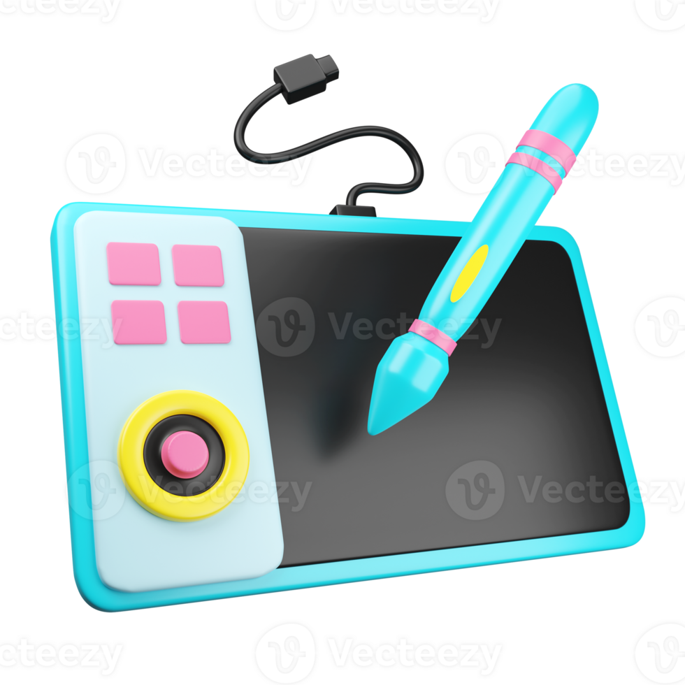 A tablet with a pen and a mouse png