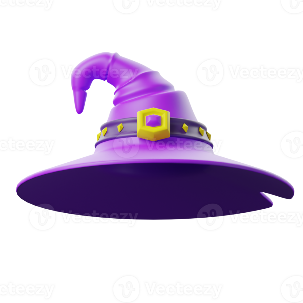 A purple witch hat with a yellow hat on it png