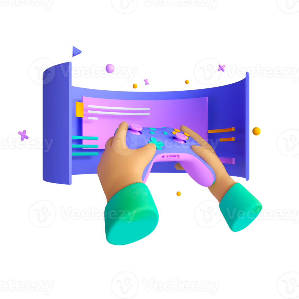 A hand holding a controller and playing a game png