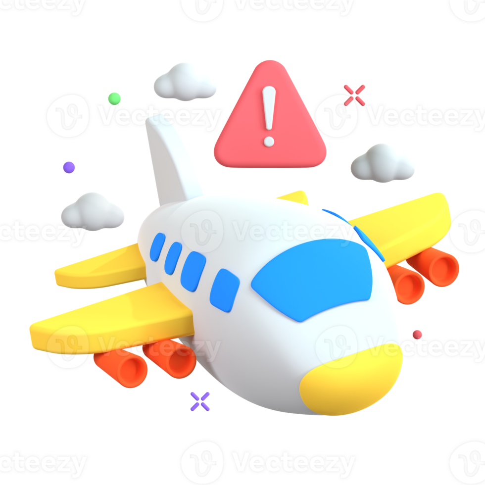 A cartoon airplane with a warning sign png