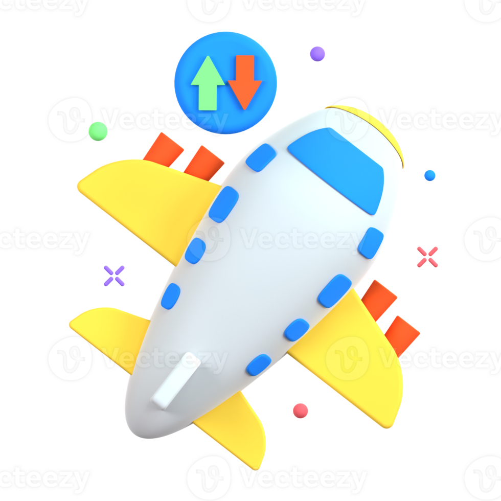 A plane with a colorful arrow and a blue arrow png
