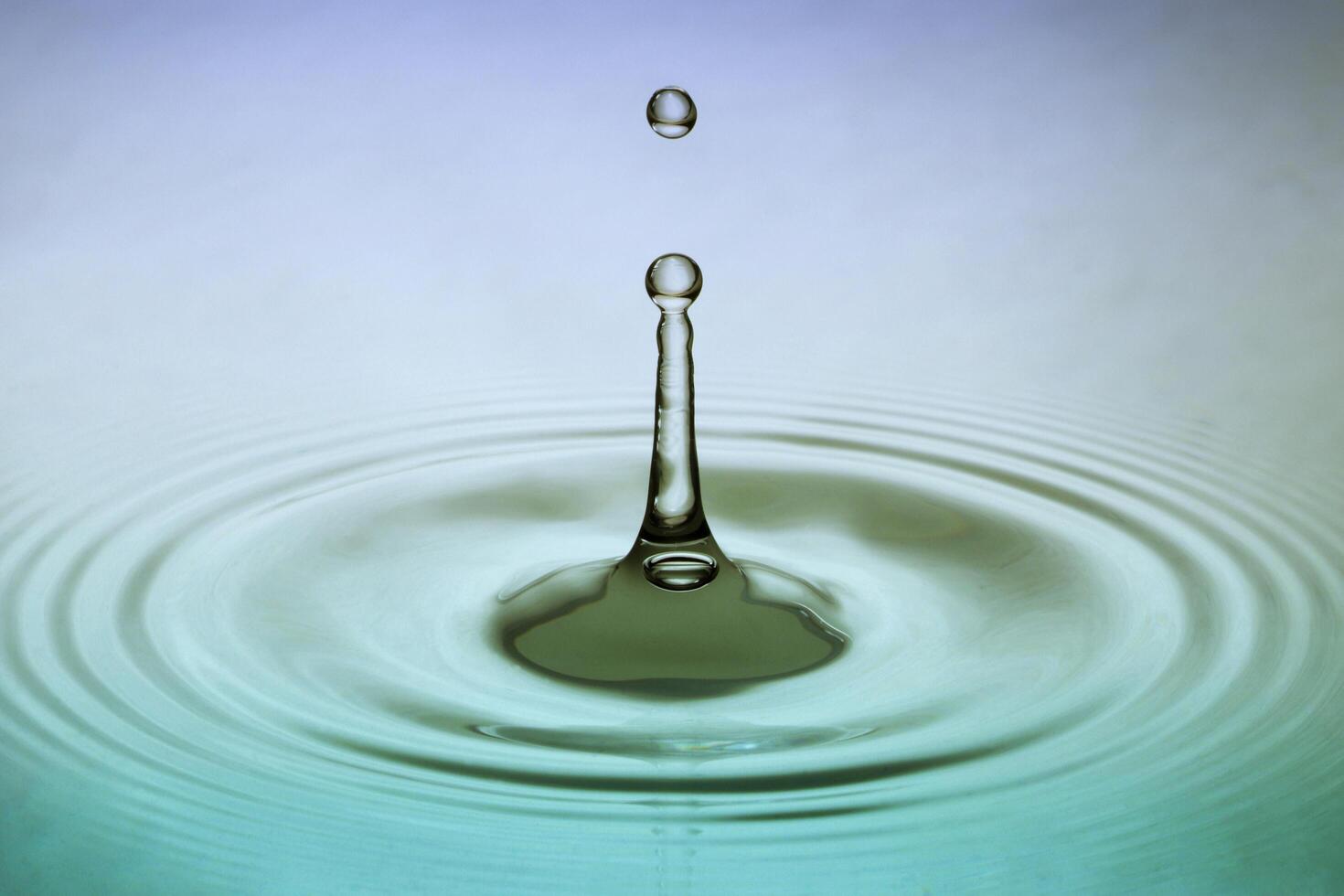 A drop of water is falling into the water photo