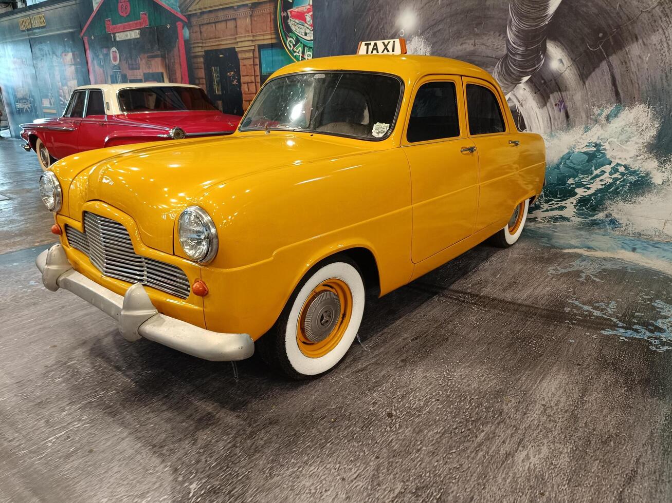 solo, central java - indonesia, april 22, 2025, Vintage Yellow Taxi Cab Classic Car Photo
