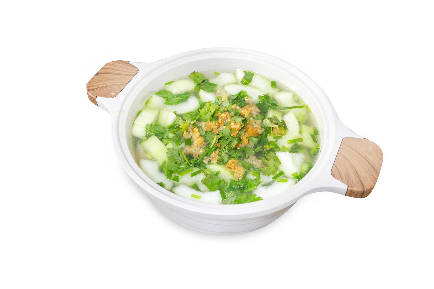 Top view of Winter Melon Soup with Chicken, focus selective. photo