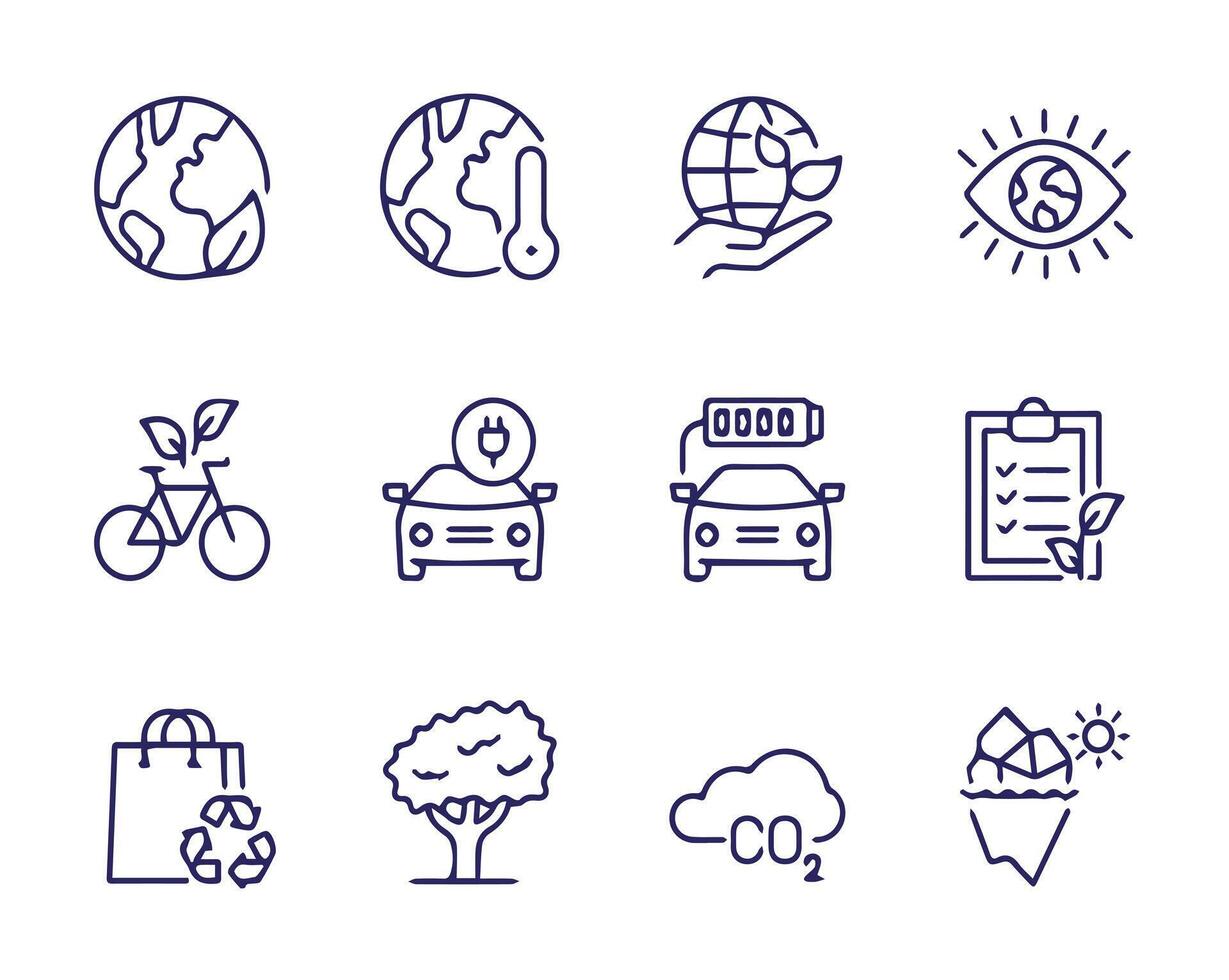 Climate change icons set eps file vector
