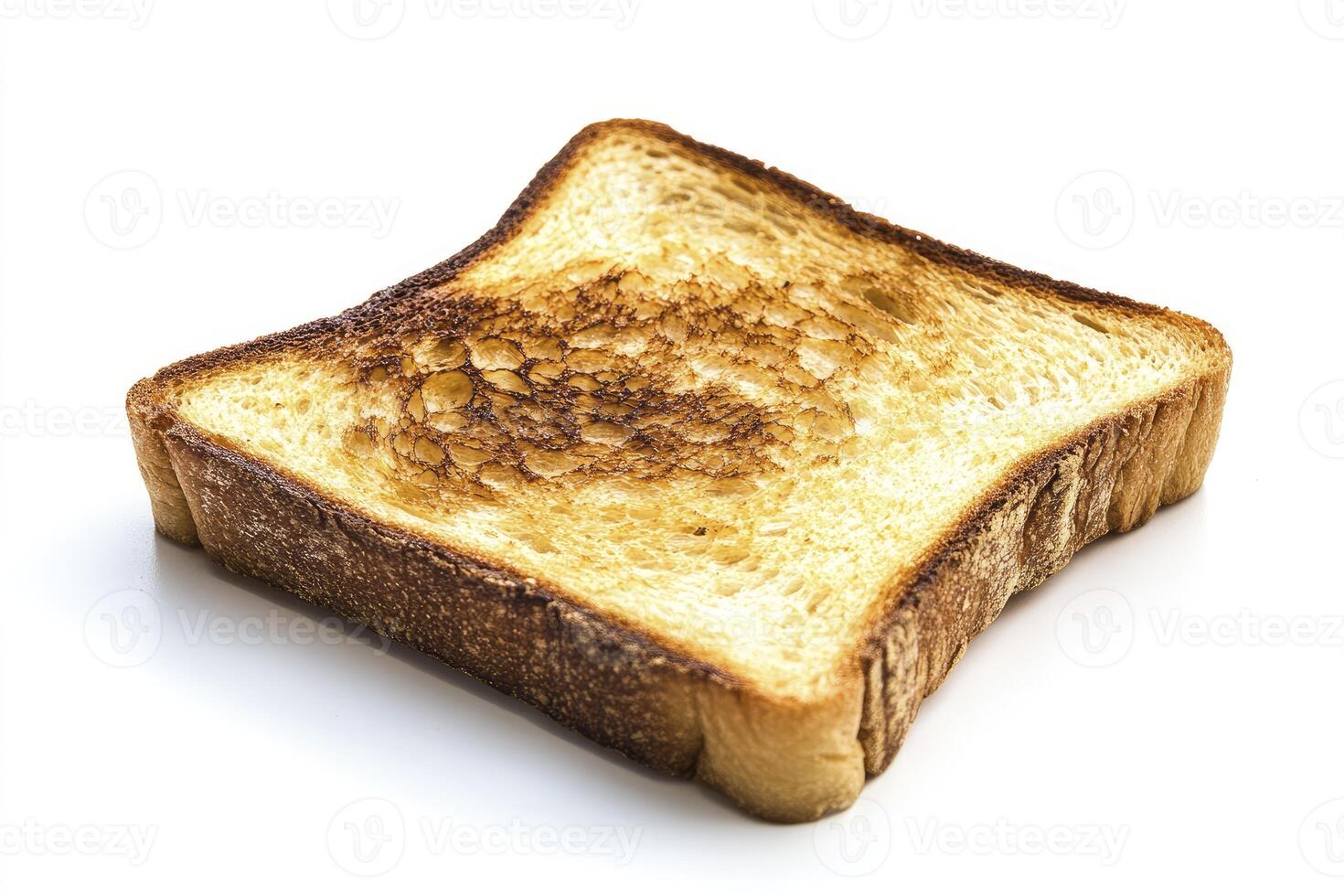 Toasted Bread Slice on White Background Ready for Breakfast Meal photo