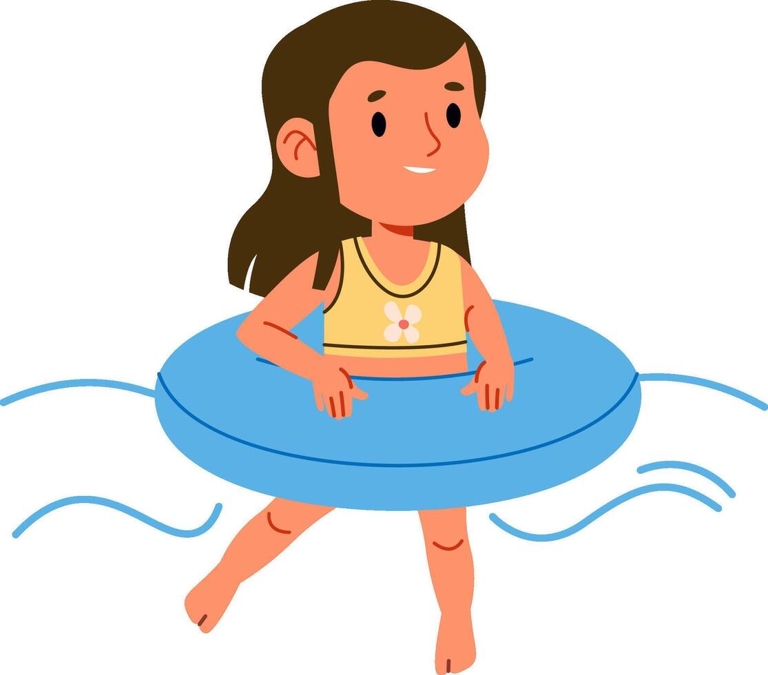 Girl in Tube Summer Fun vector