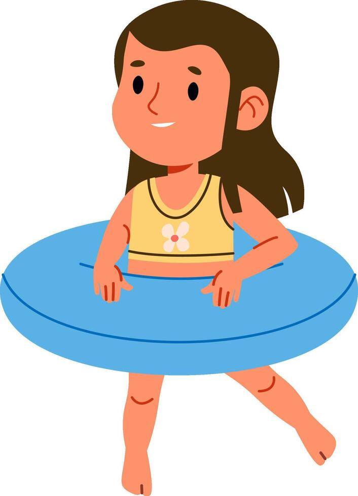 Girl in Summer Pool Tube vector