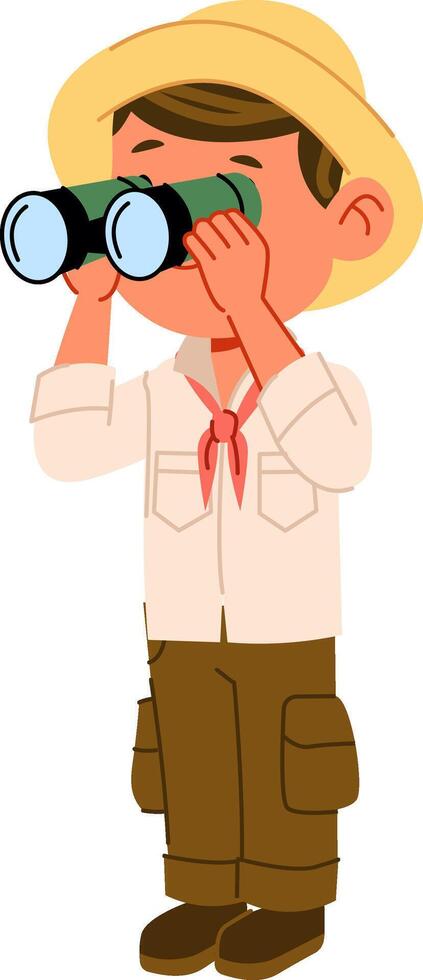 Boy Safari Scout Binoculars Adventure vector