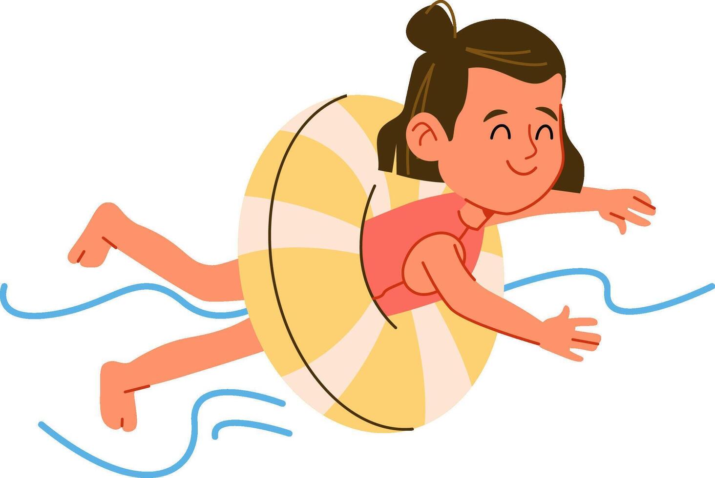 Girl Swimming Pool Ring Summer vector