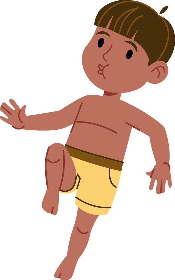 Boy in Swim Trunks Running vector
