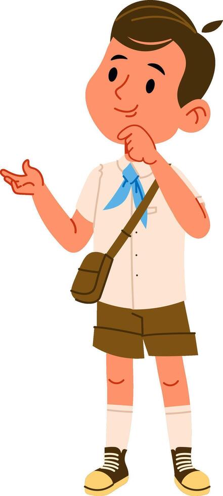 Boy Scout Thinking Pose vector
