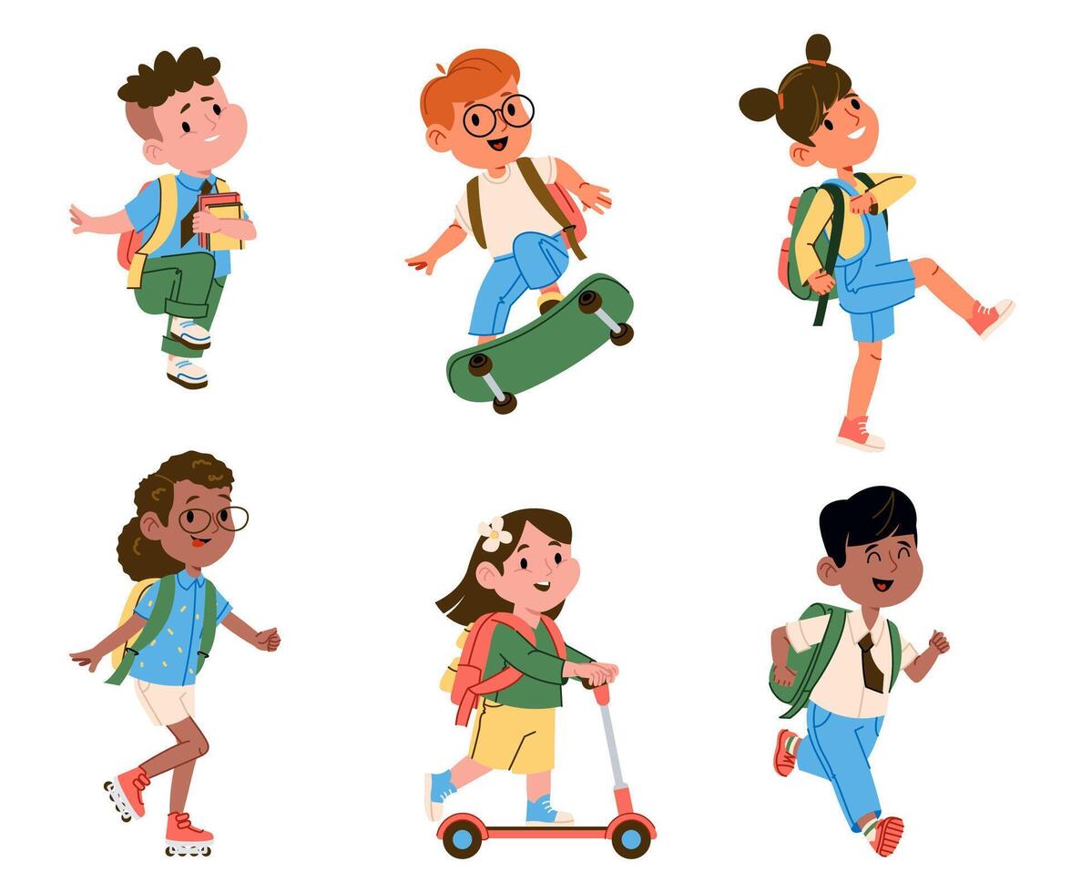 Happy Kids School Commute vector