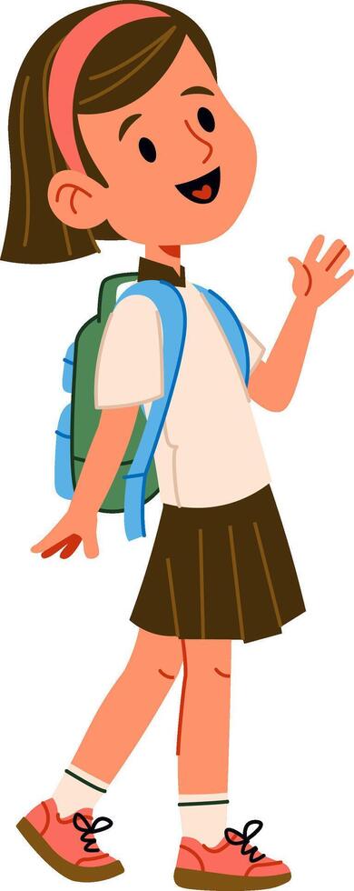 Happy Schoolgirl Cartoon vector