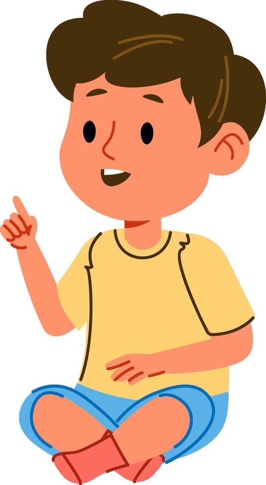 Happy Child Sitting Cartoon vector