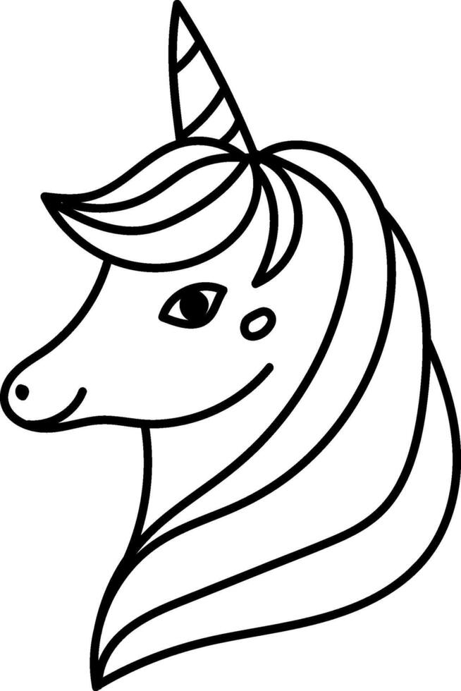 Outlined Unicorn Head Profile vector