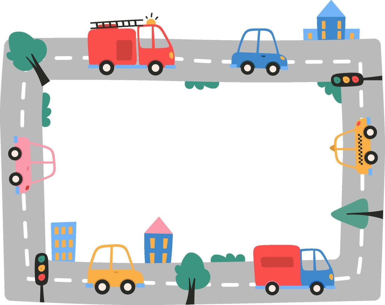 Road Trip Vehicles Rectangle Frame vector