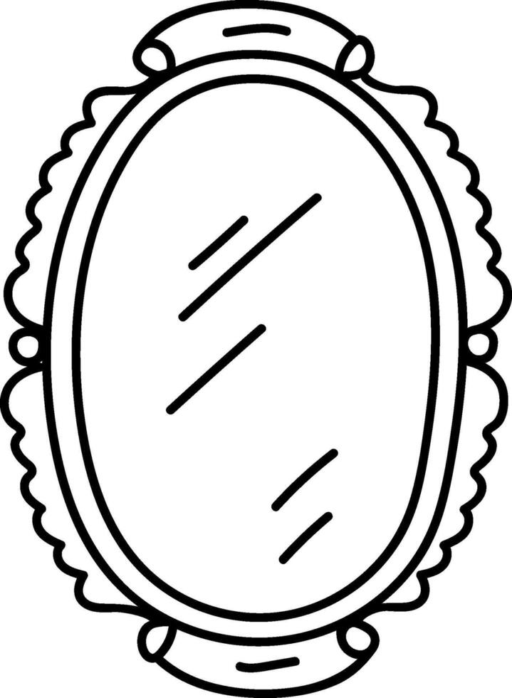 Oval Mirror Line Art vector