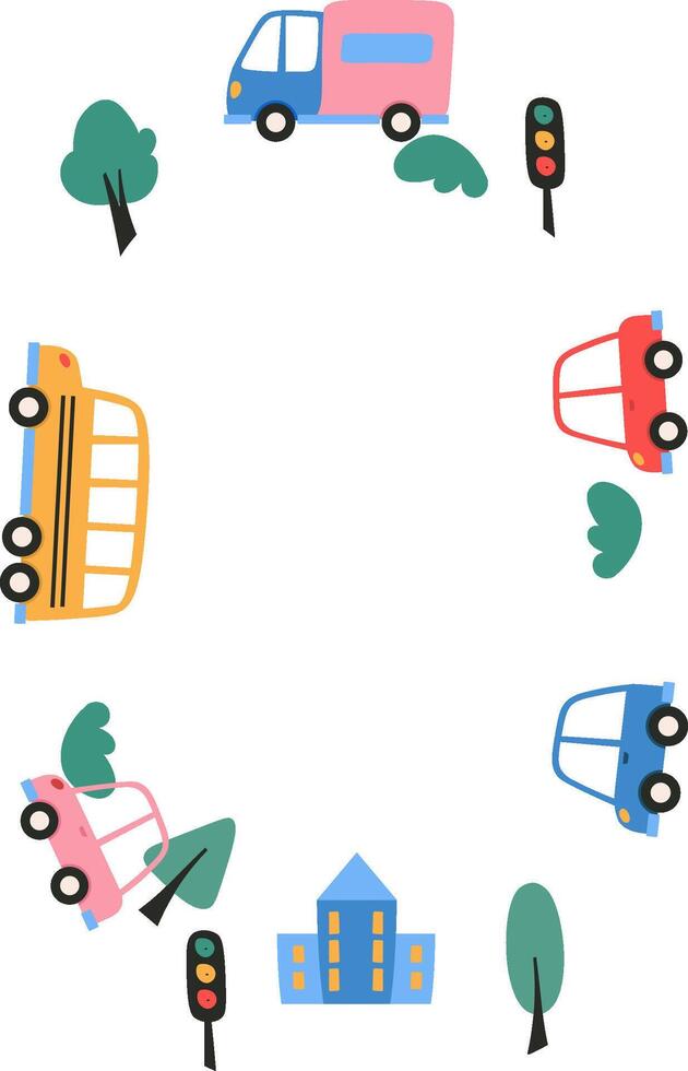 City Vehicles Frame Border vector