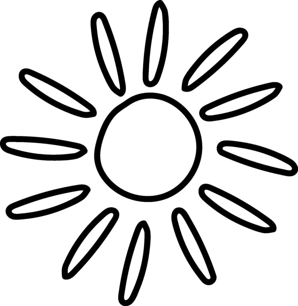 Simple Sun Outline Drawing vector