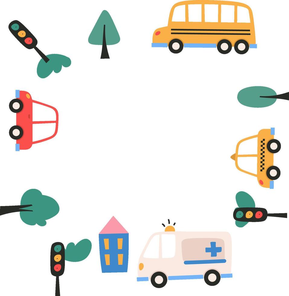 City Cars Frame Party Border vector