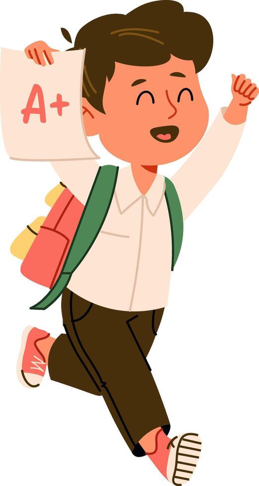 Happy Kid Running With A Grade vector