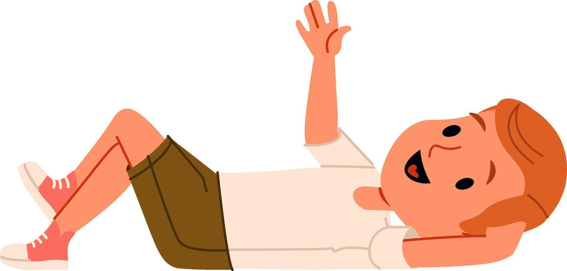 Happy Boy Cartoon Lying vector