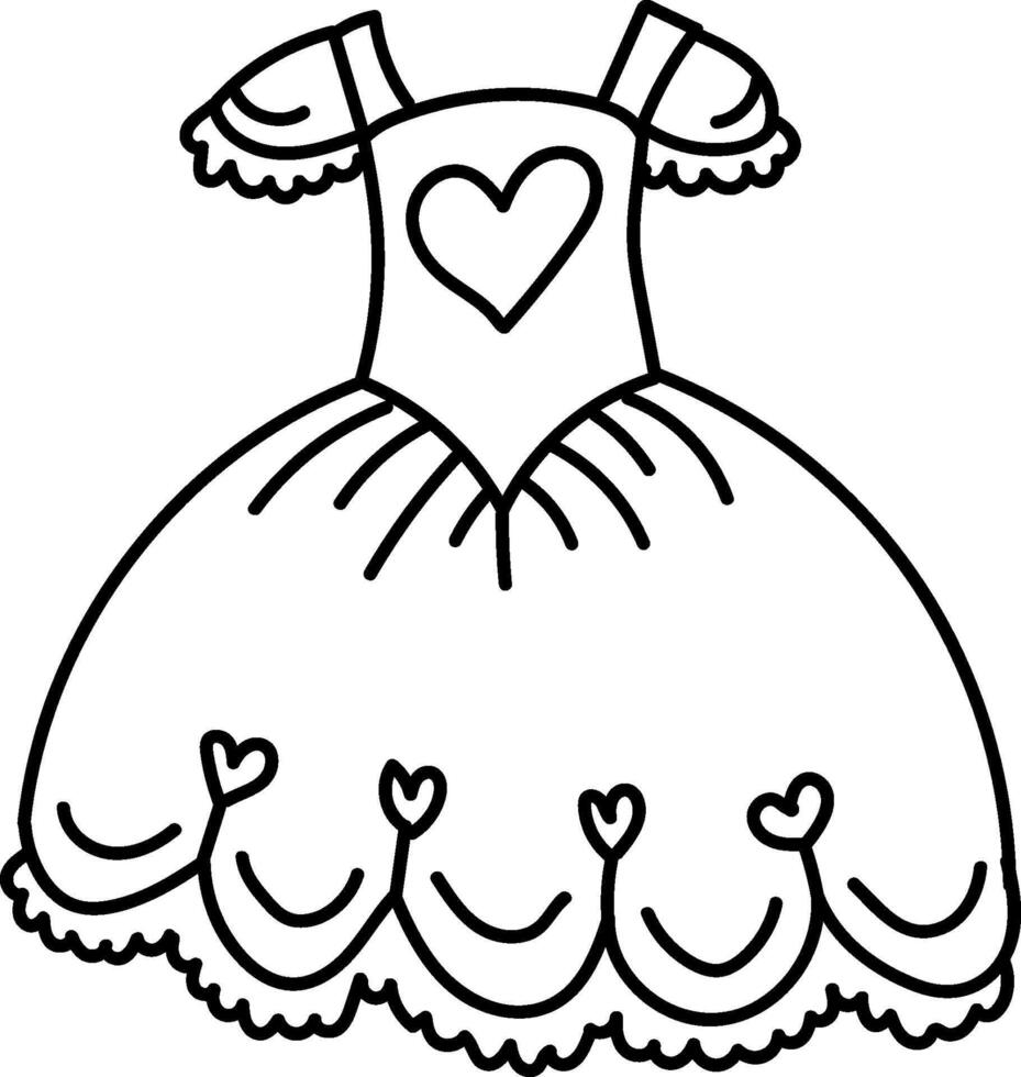Heart Dress Outline Drawing vector