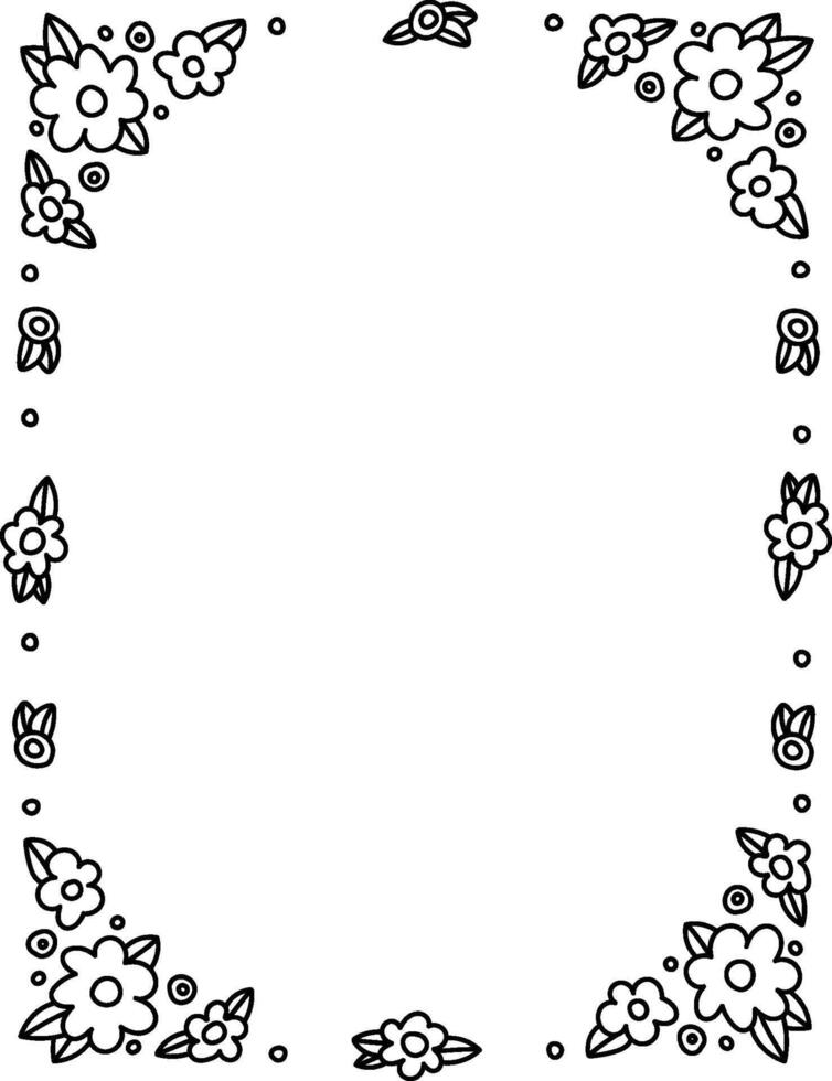 Floral Frame Border Simple Lineart vector