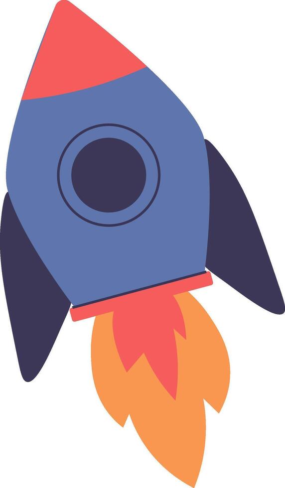 Childish Rocket with Flames vector