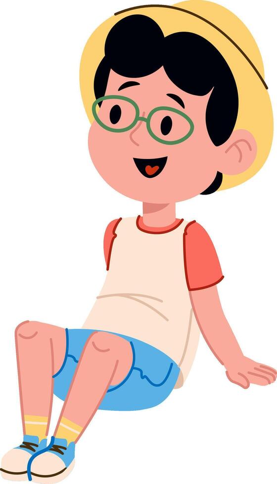 Happy Boy in Hat Cartoon vector